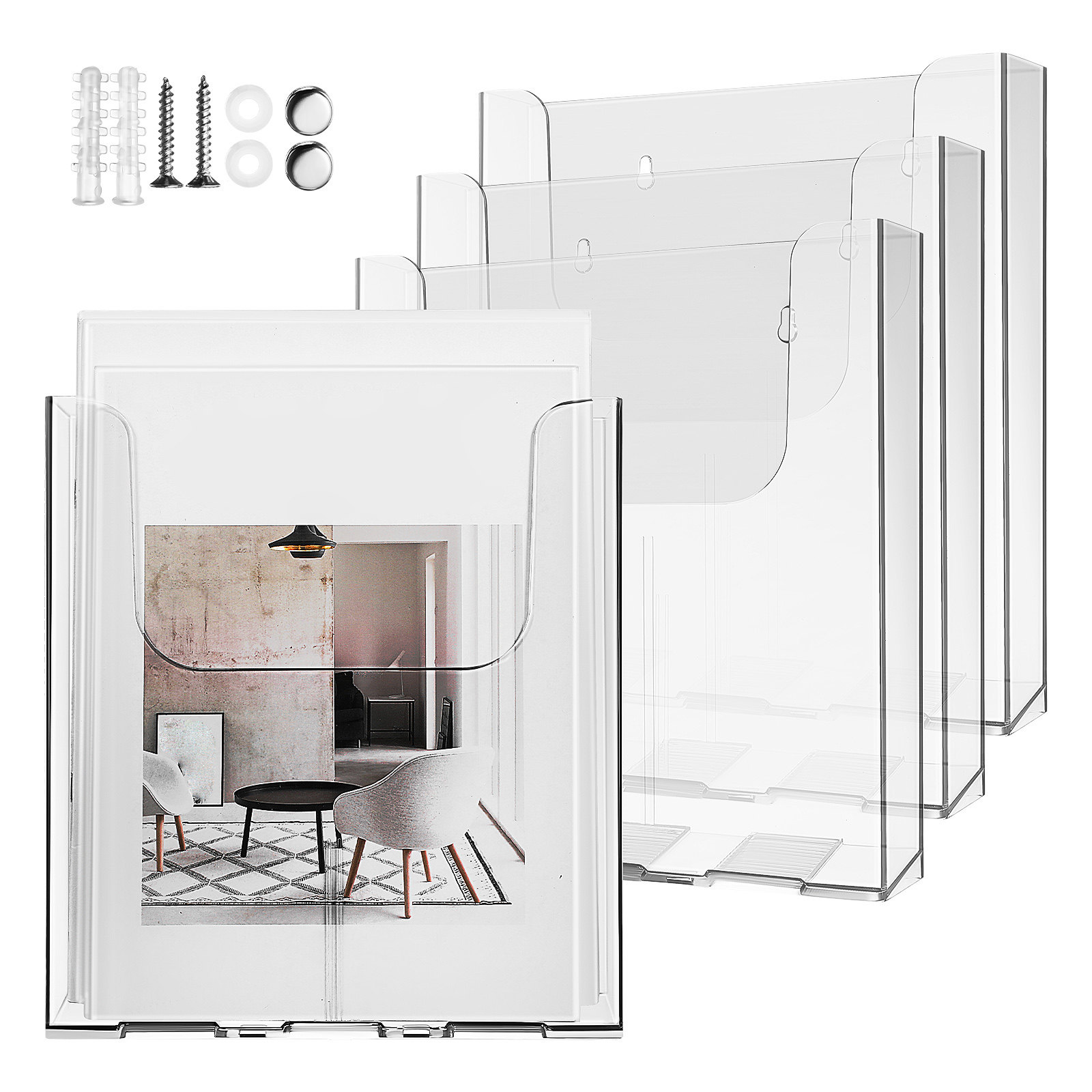 Document Holder Stand - 4 pièces, organisateur mural en acrylique