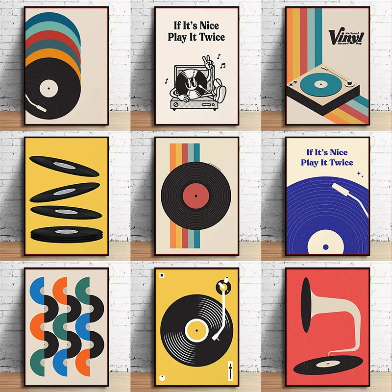 Home Office Or - Impression sur toile de disque vinyle