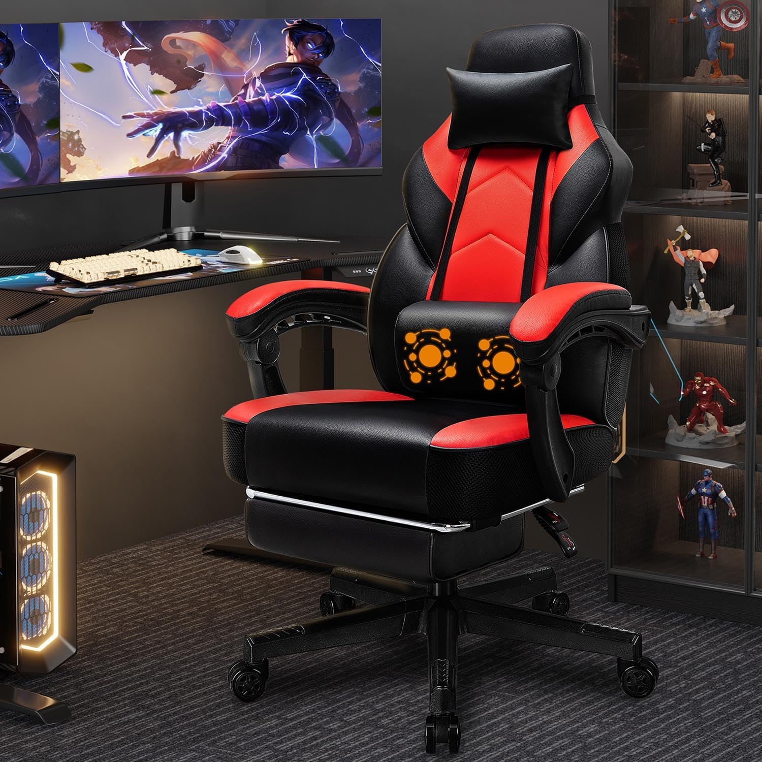 Ergonomic Office Chair - Chaise de jeu avec repose-pieds, support