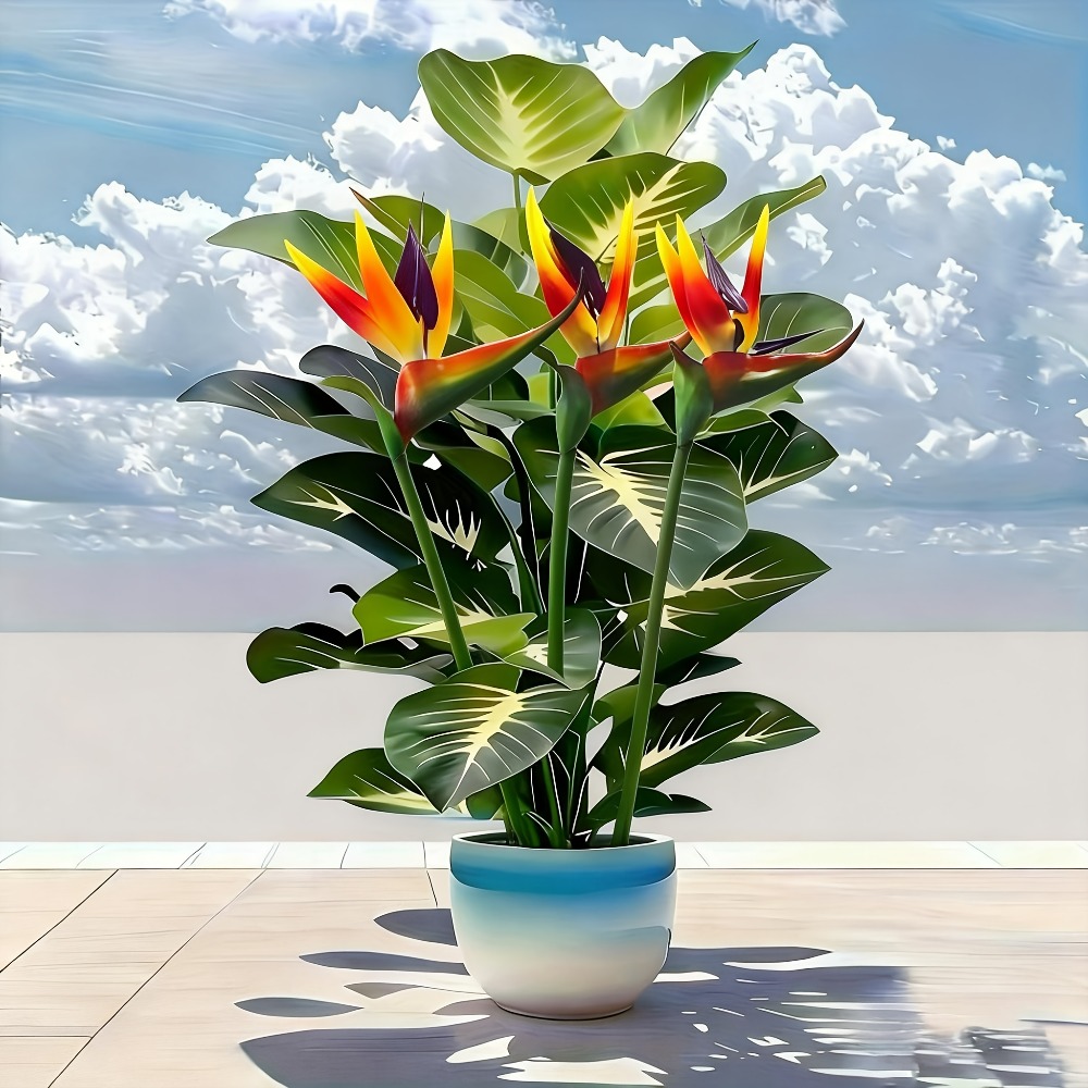 Home Office Layout - Plantes artificielles d'oiseau de paradis et