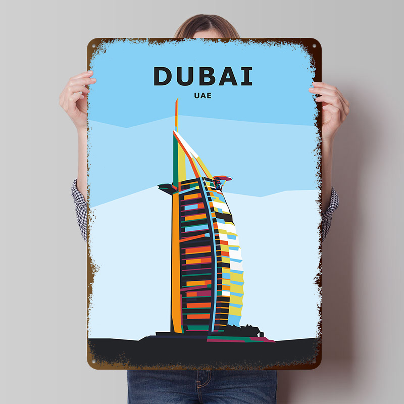 Home Office Dubai - Affiche en fer blanc 'Travel to