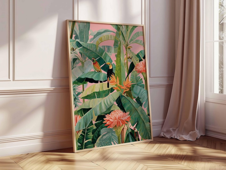 Affiche en toile tropicale rét - Home Office Or avis et prix