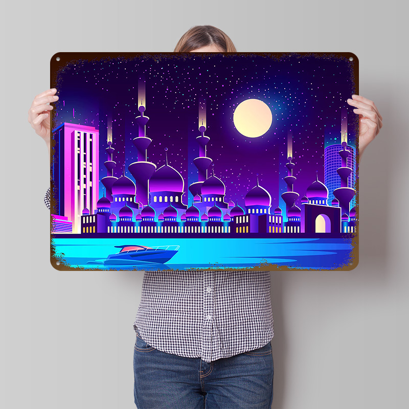 Affiche Métallique Synthwave N - Home Office Dubai avis et prix
