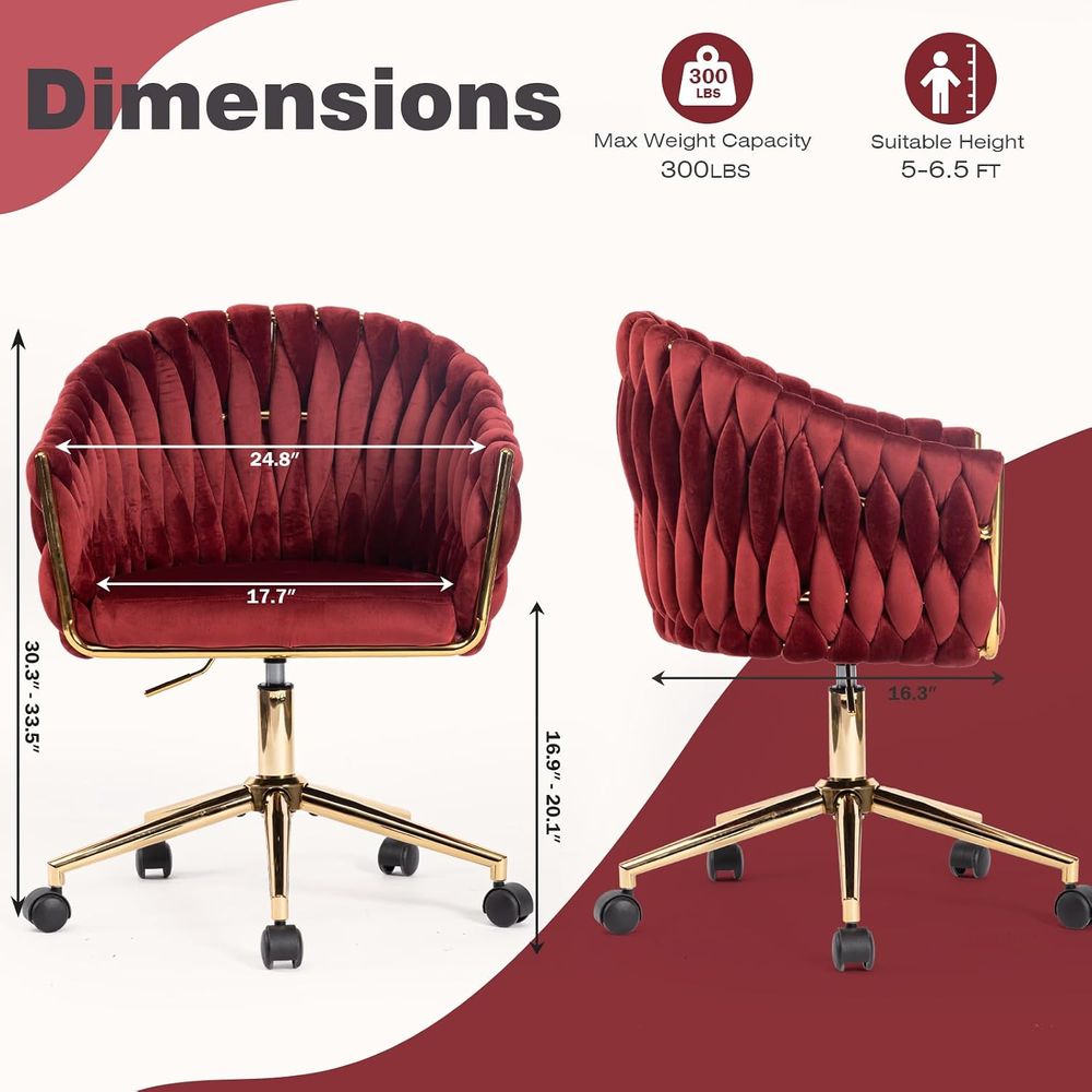 Chaise de bureau en velours, c - Home Office Or avis et prix