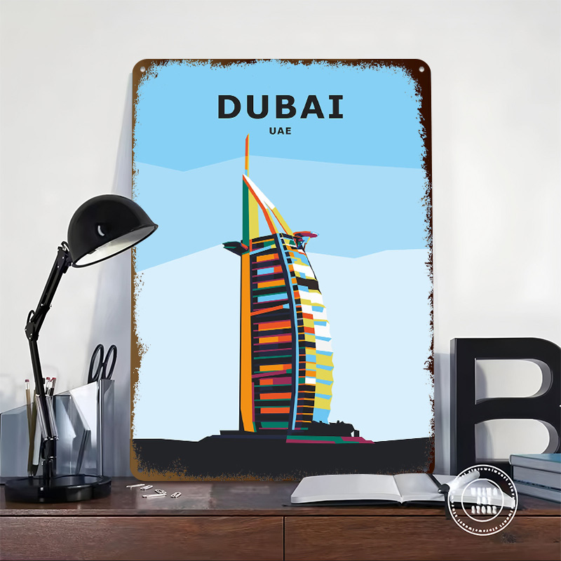 Affiche en fer blanc 'Travel t - Home Office Dubai avis et prix