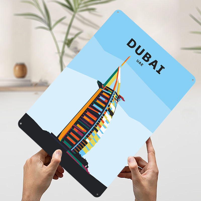 Affiche en fer blanc 'Travel t - Home Office Dubai avis et prix