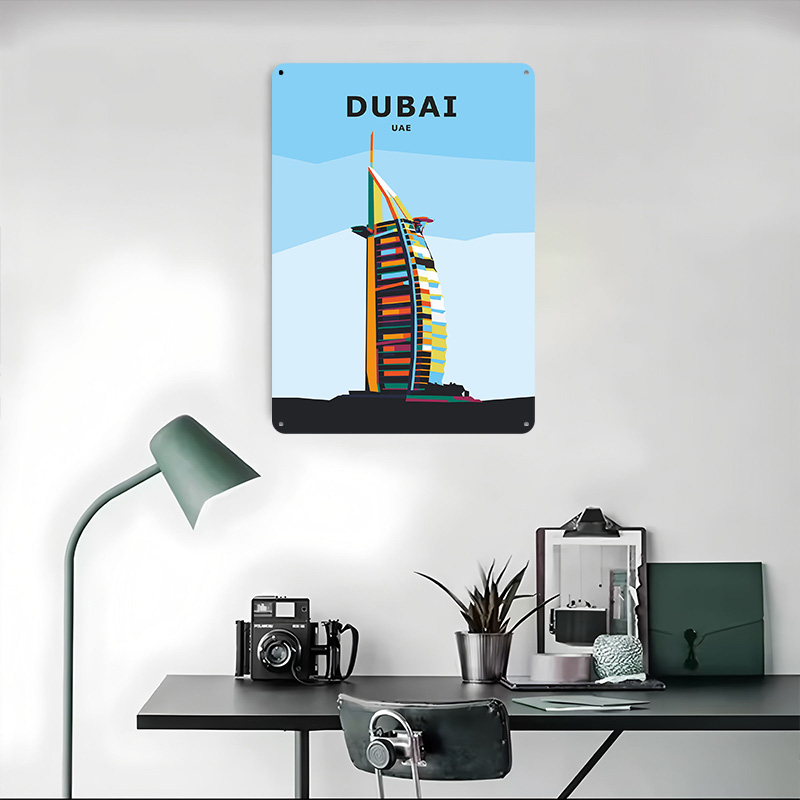 Affiche en fer blanc 'Travel t - Home Office Dubai avis et prix